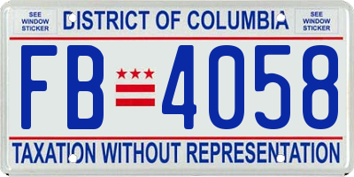 DC license plate FB4058