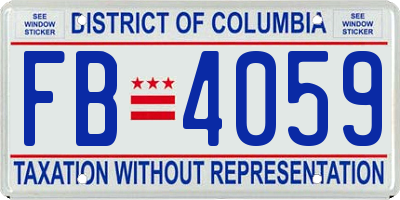 DC license plate FB4059