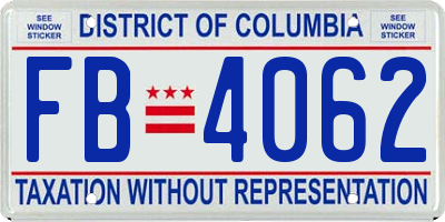 DC license plate FB4062