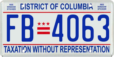 DC license plate FB4063