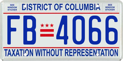 DC license plate FB4066