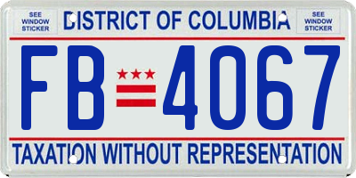 DC license plate FB4067