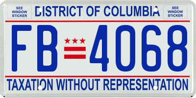 DC license plate FB4068