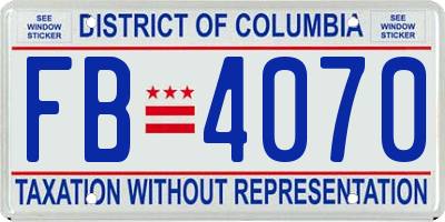 DC license plate FB4070