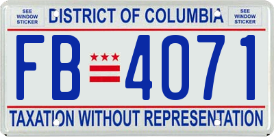 DC license plate FB4071