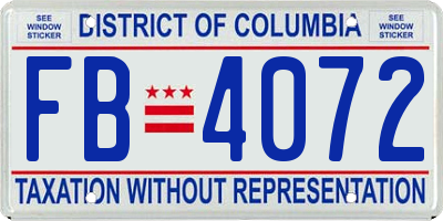 DC license plate FB4072