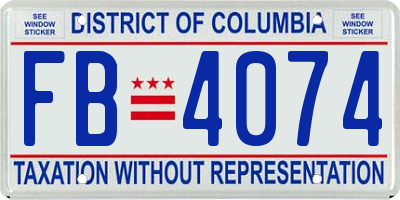 DC license plate FB4074