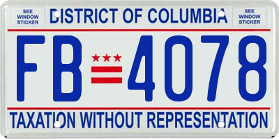 DC license plate FB4078