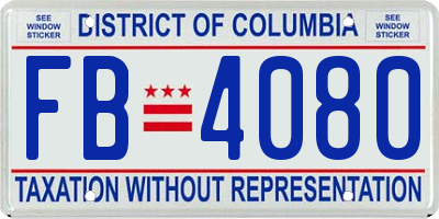 DC license plate FB4080