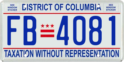 DC license plate FB4081