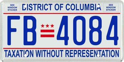 DC license plate FB4084