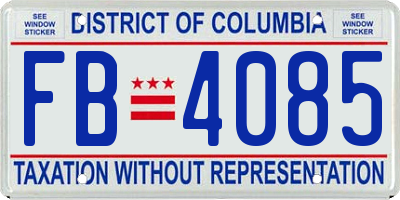 DC license plate FB4085