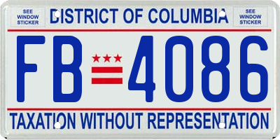 DC license plate FB4086