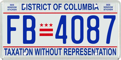 DC license plate FB4087