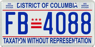 DC license plate FB4088