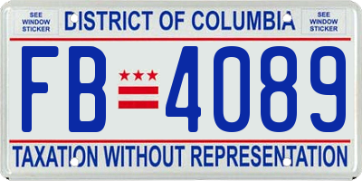 DC license plate FB4089