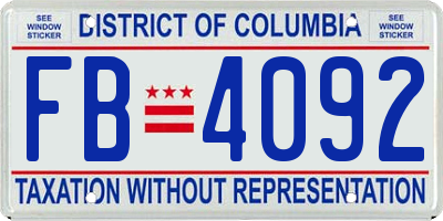 DC license plate FB4092