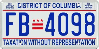 DC license plate FB4098