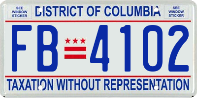 DC license plate FB4102