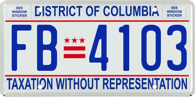 DC license plate FB4103