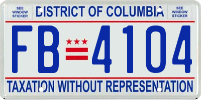 DC license plate FB4104