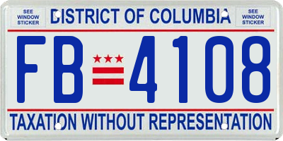 DC license plate FB4108