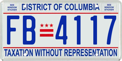 DC license plate FB4117