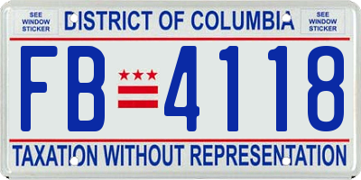 DC license plate FB4118