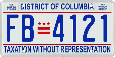 DC license plate FB4121