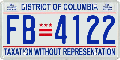 DC license plate FB4122