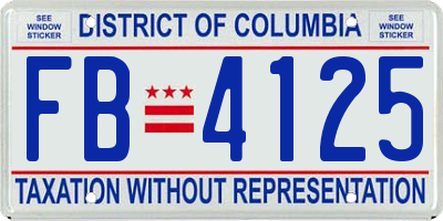 DC license plate FB4125