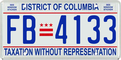 DC license plate FB4133