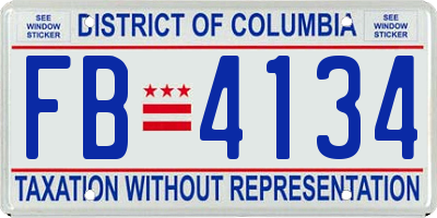 DC license plate FB4134