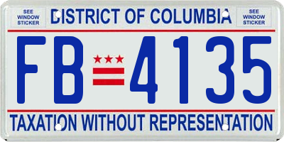 DC license plate FB4135