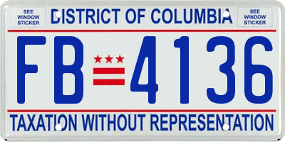 DC license plate FB4136