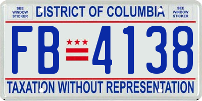 DC license plate FB4138