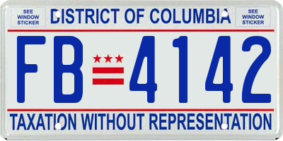 DC license plate FB4142