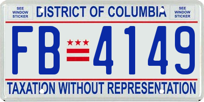 DC license plate FB4149