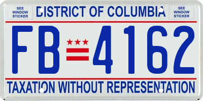 DC license plate FB4162