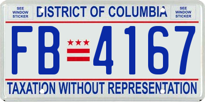 DC license plate FB4167