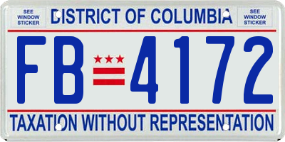 DC license plate FB4172