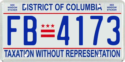 DC license plate FB4173