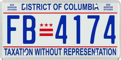 DC license plate FB4174