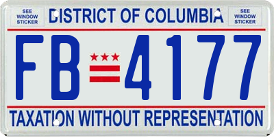 DC license plate FB4177