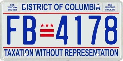 DC license plate FB4178