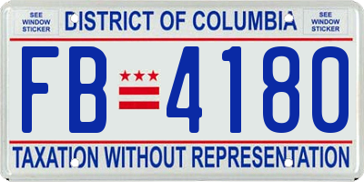 DC license plate FB4180