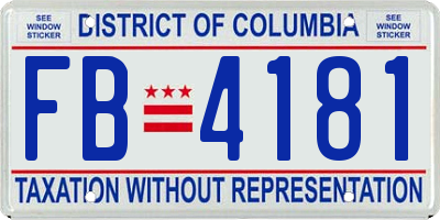 DC license plate FB4181