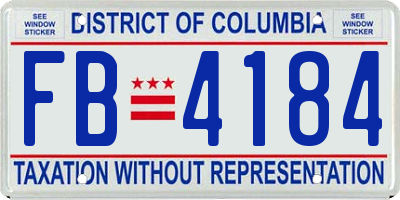 DC license plate FB4184