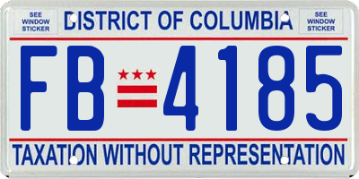 DC license plate FB4185