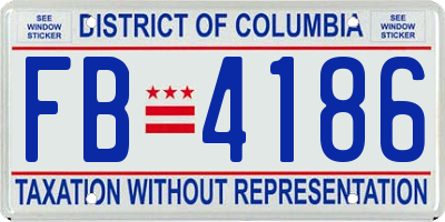 DC license plate FB4186